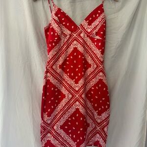 Elegant Red Paisley Mini Dress